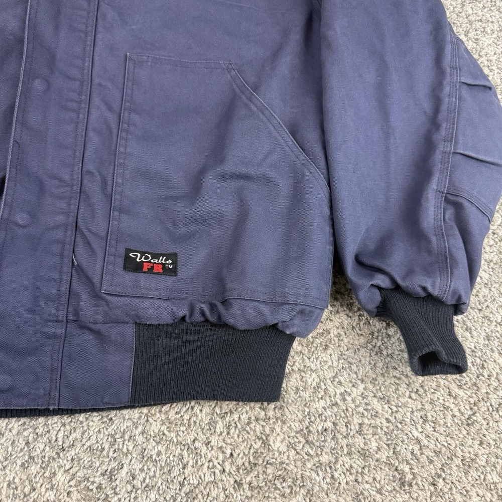 Walls FR Jacket Mens XL Navy HRC 3 Canvas Quilted ITEX Hooded Heavy Workwear - Picture 4 of 12